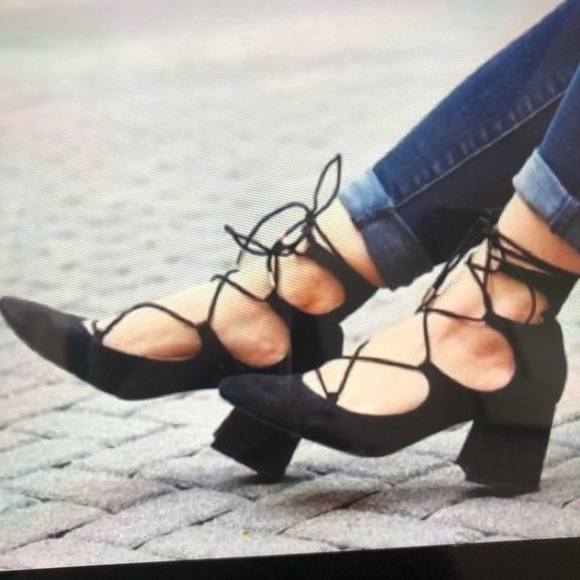 Zara Shoes - New! Zara Trafaluc black suede lace up heels. 8